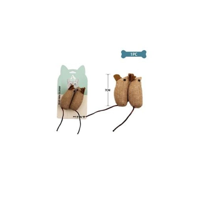 GENERICO - Juguete Para Gato Ratón De Tela De Yute 7cm