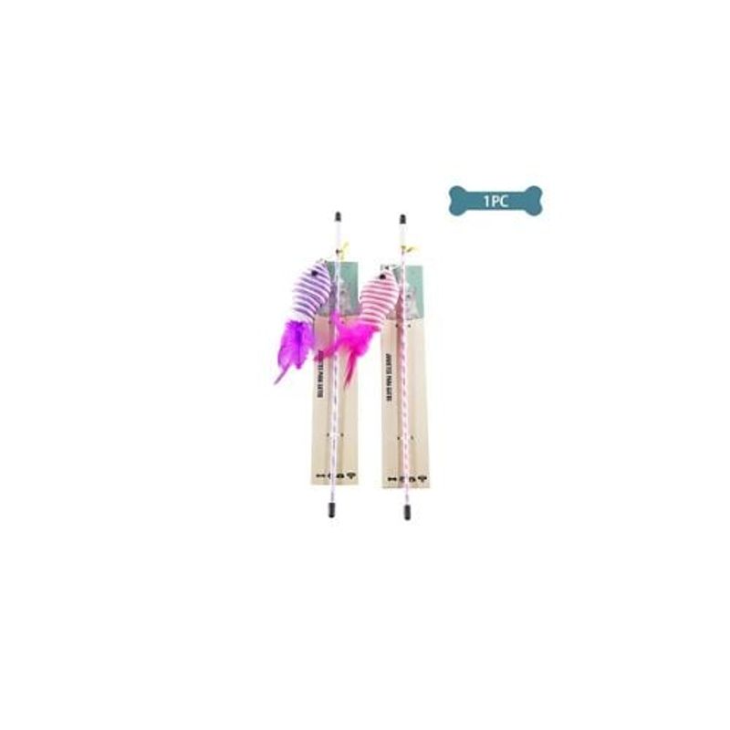 GENERICO - Juguete Para Gato Varita Con Pez De Nylon Color Aleatorio