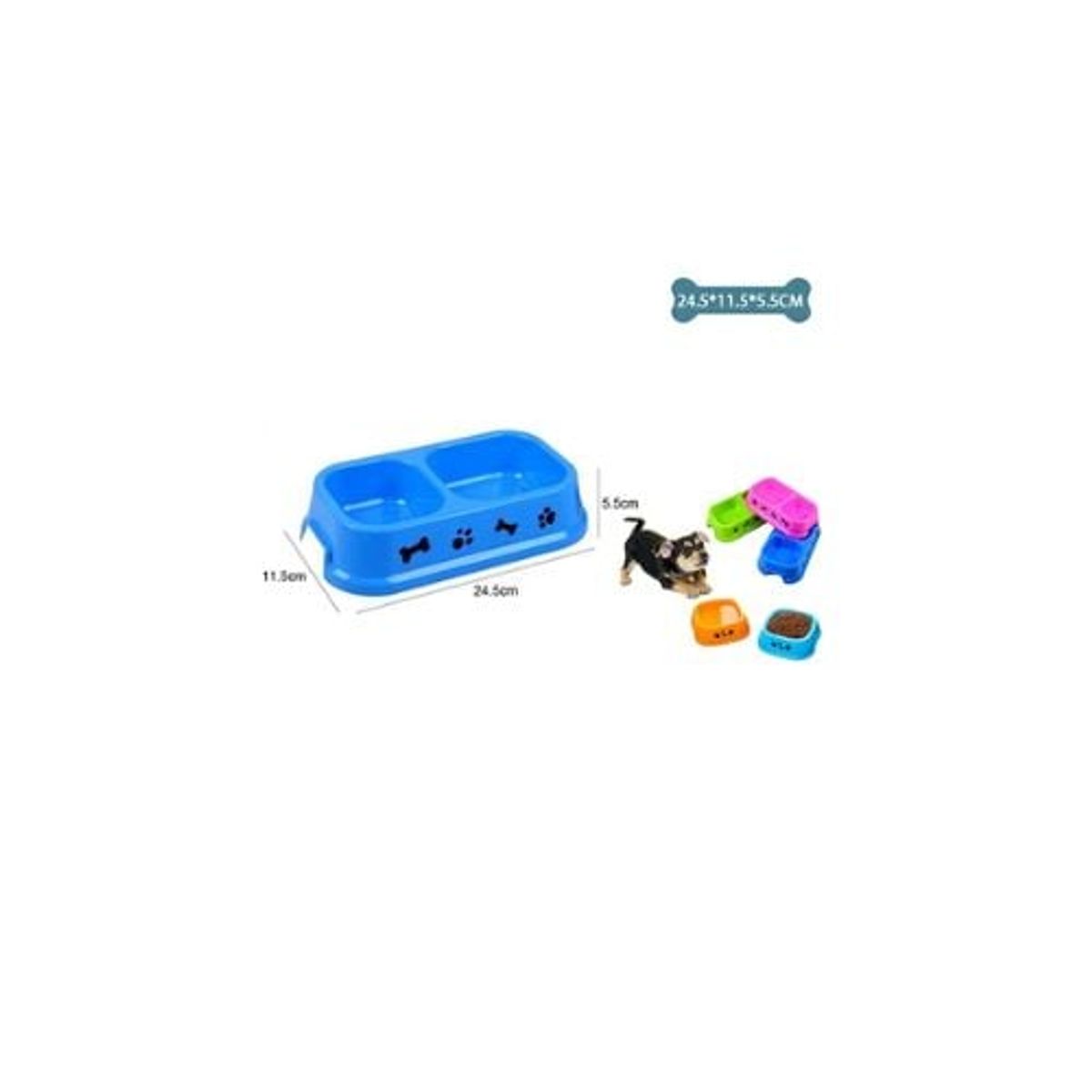 GENERICO - Plato Doble Para Mascotas Color Aleatorio 245x115x55cm