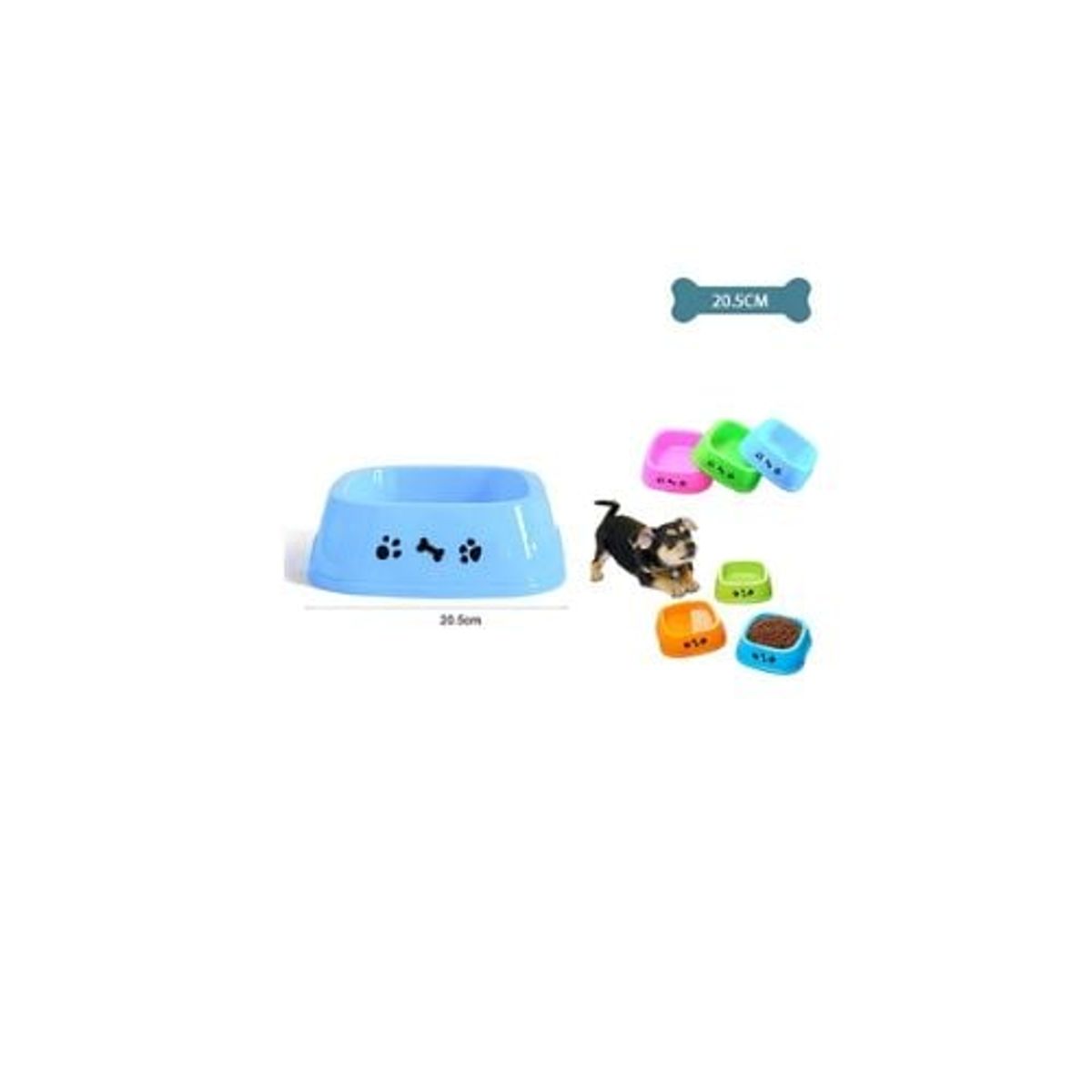 GENERICO - Plato Cuadrado Para Mascotas Color Aleatorio 20x20cm