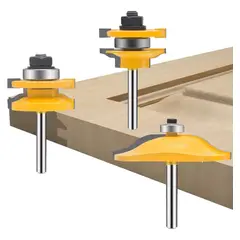 KUANGYE - 3 Fresas Fabricación De Puertas Bastago 8mm Herramientas
