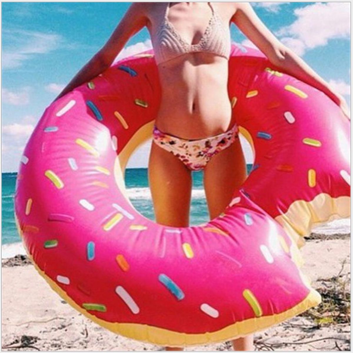 MOVI - FLOTADOR GIGANTE  DONUT ROSADO  120 cms