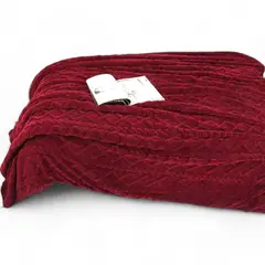 GENERICO - Frazada Polar Con Chiporro Medida 200x230cm 2 Plazas Color Burdeo