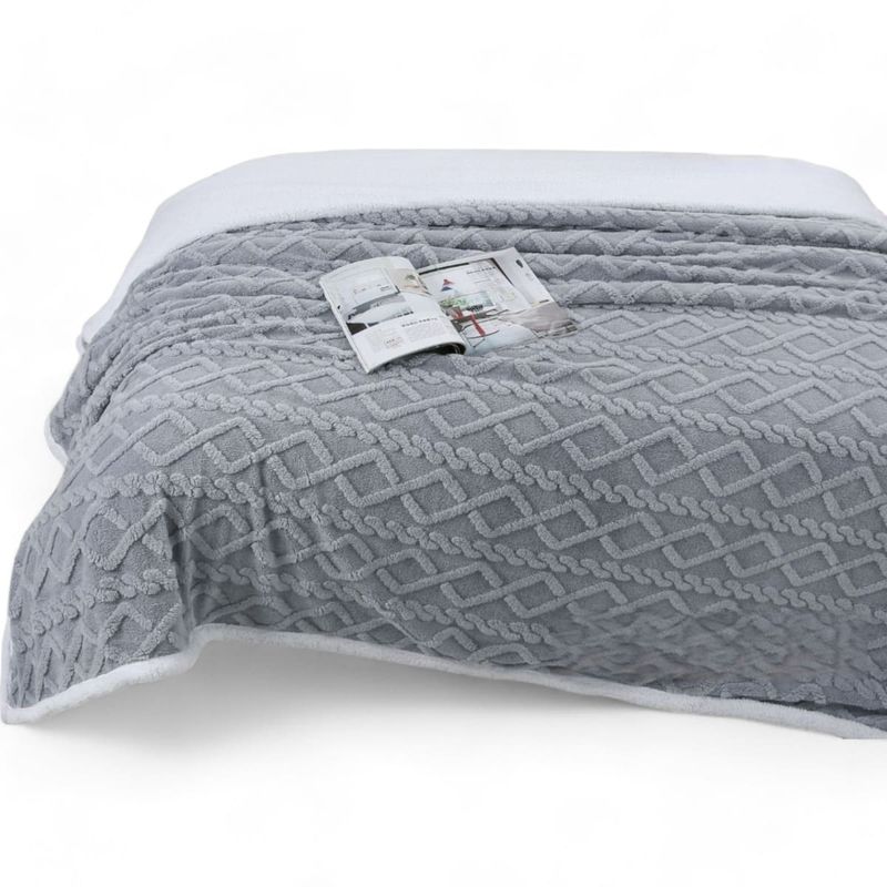 GENERICO - Frazada Polar Con Chiporro Medida 200x230cm 2 Plazas Color Gris Claro