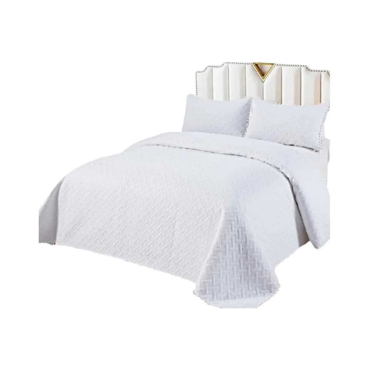GENERICO - CUBRECAMA QUILT DE VERANO CON POMPONES  KING-SUPERKING UNICOLOR