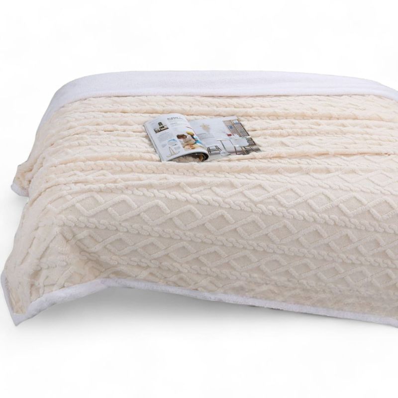 GENERICO - Frazada Polar Con Chiporro Medida 250x230cm King Color Blanco