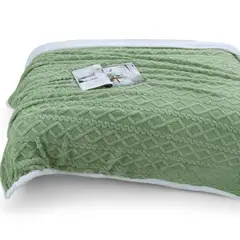 GENERICO - Frazada Polar Con Chiporro Medida 200x230cm 2 Plazas Color Verde