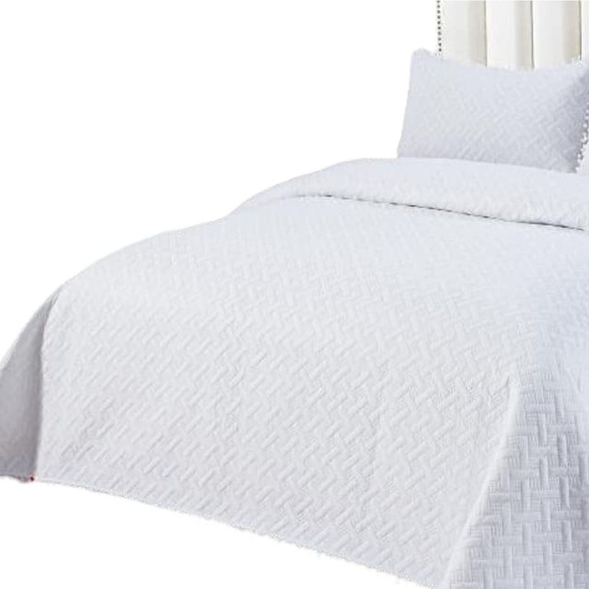 GENERICO - CUBRECAMA QUILT DE VERANO CON POMPONES  PLAZA Y MEDIA UNICOLOR