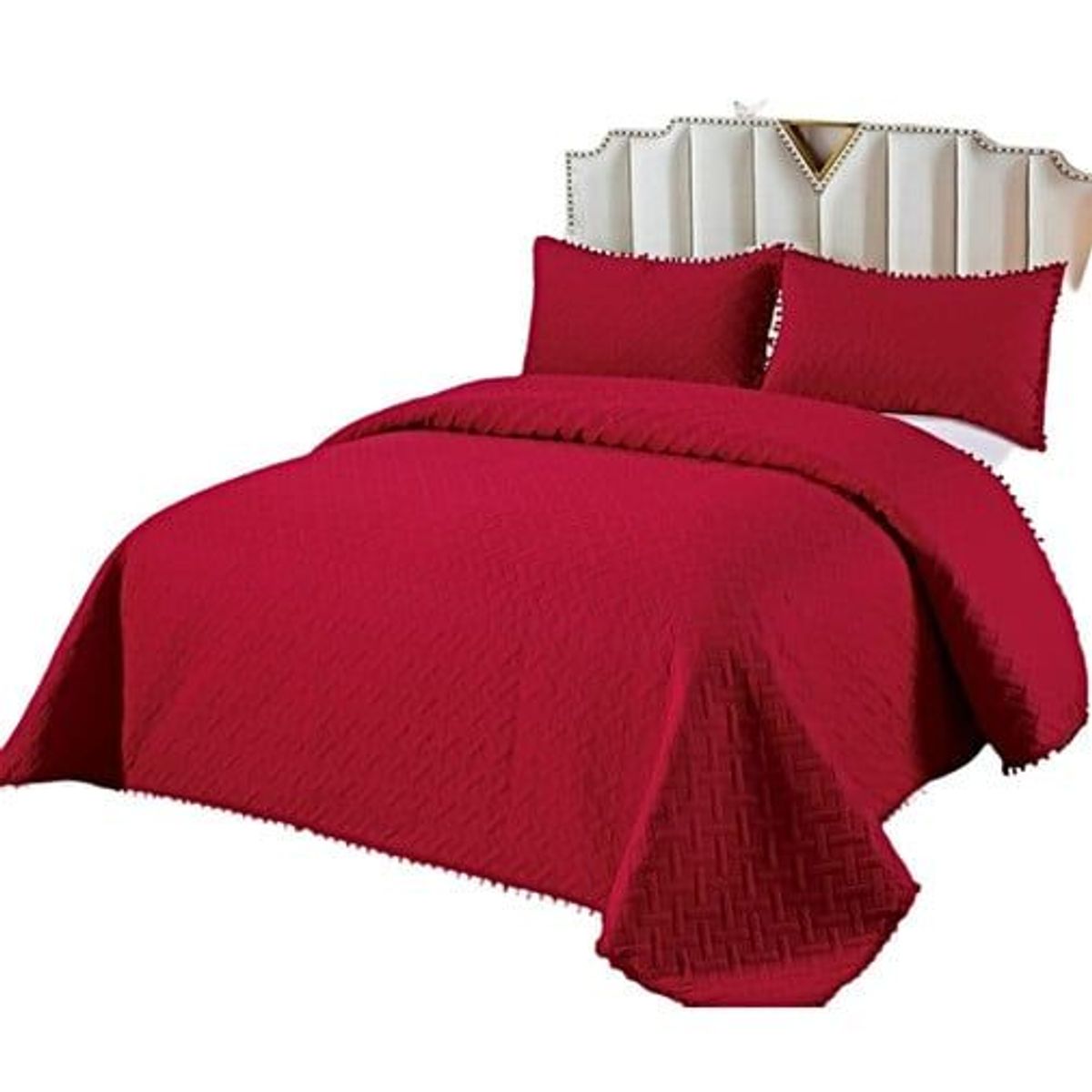 GENERICO - CUBRECAMA QUILT DE VERANO CON POMPONES  KING-SUPERKING