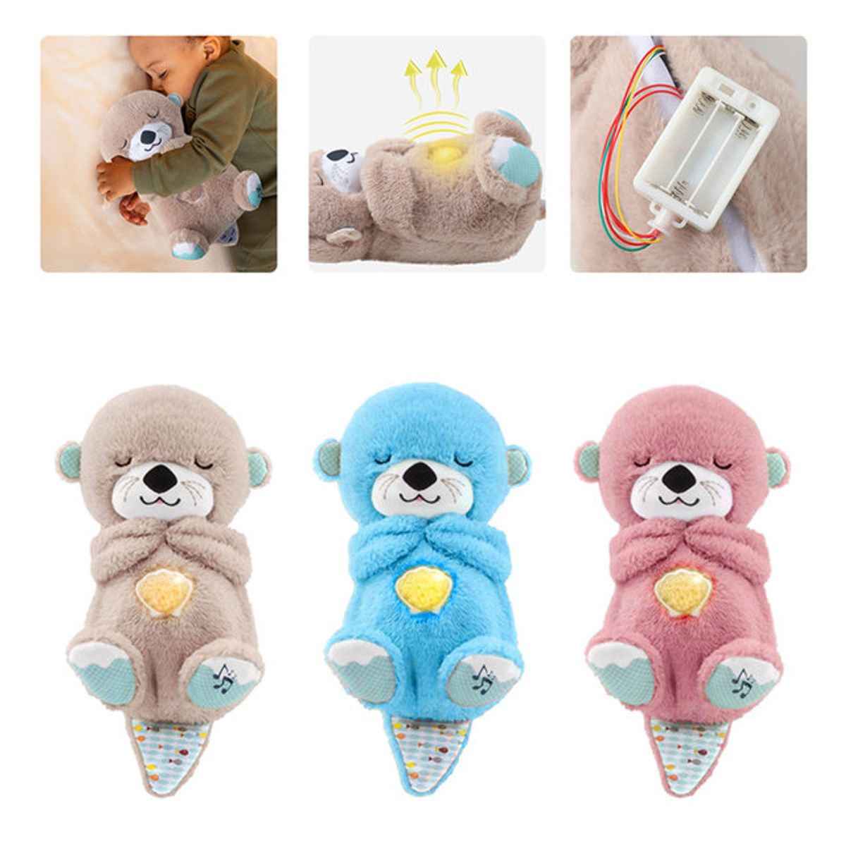 MOVI - NUTRIA PELUCHE APEGO CON MUSICA LUZ Y RESPIRACION PARA NIÑA