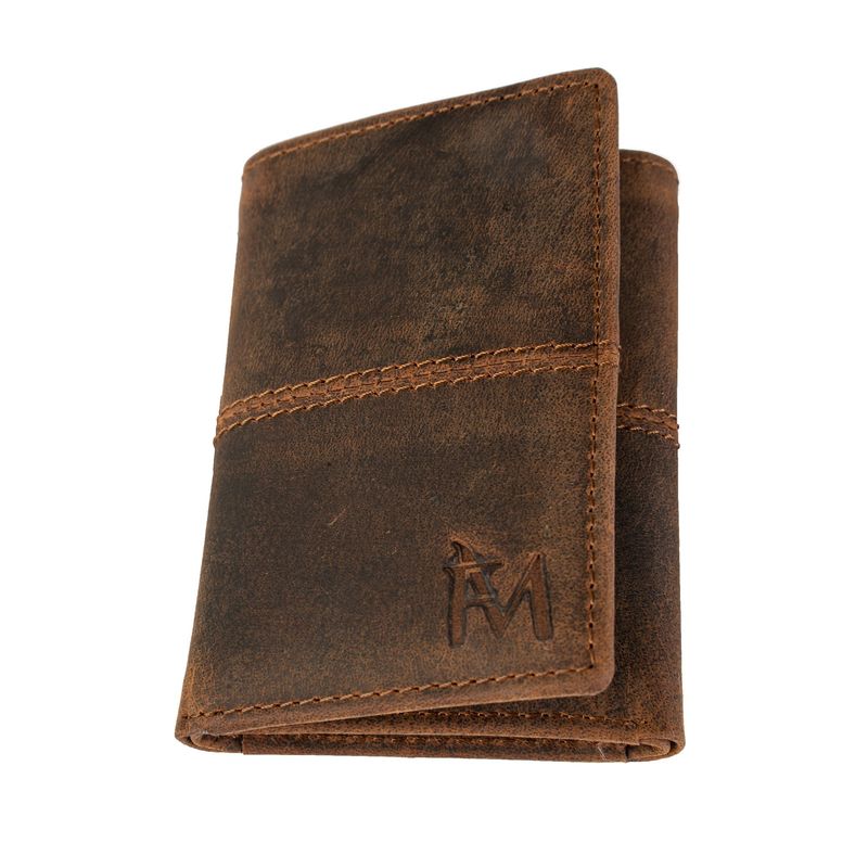 FRANZ MOSSI - Billetera De Cuero Grueso Trifold Cafe Vintage Rebel Franz Mossi