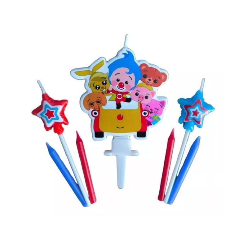 GENERAC - Set 7 Velas Cumpleaños Payaso Plim Plim Cotillón