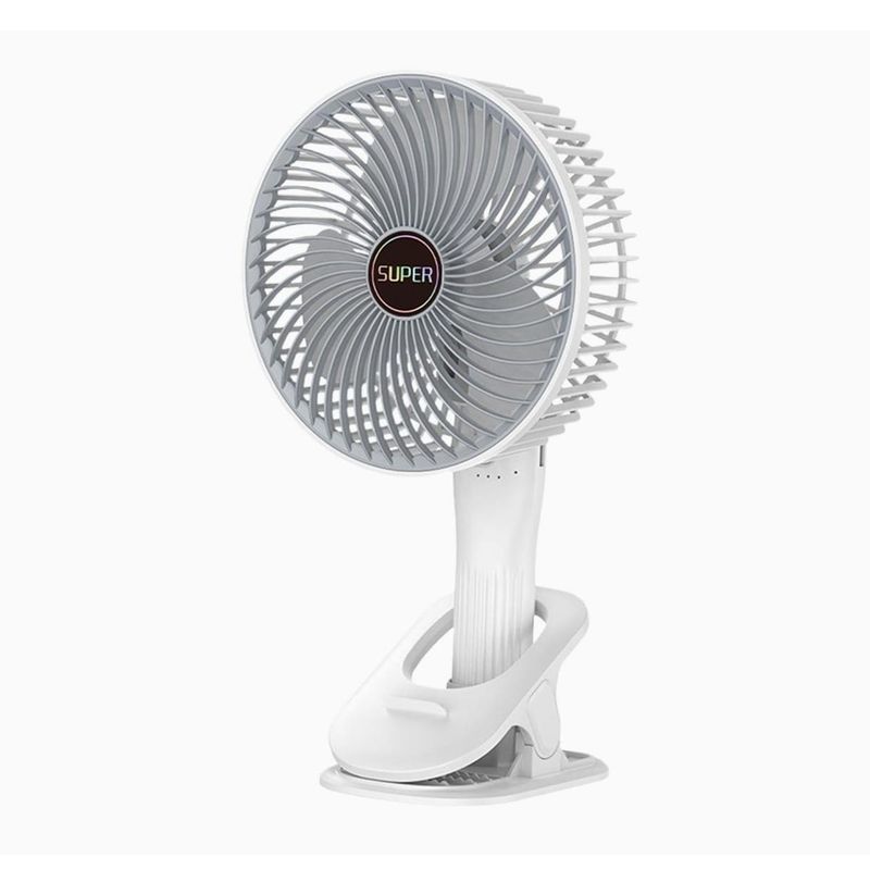 GENERICO - Ventilador De Mesa Recargable Blanco Con 3 Fijaciones