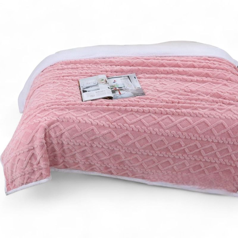 GENERICO - Frazada Polar Con Chiporro Medida 200x230cm 2 Plazas Color Rosa