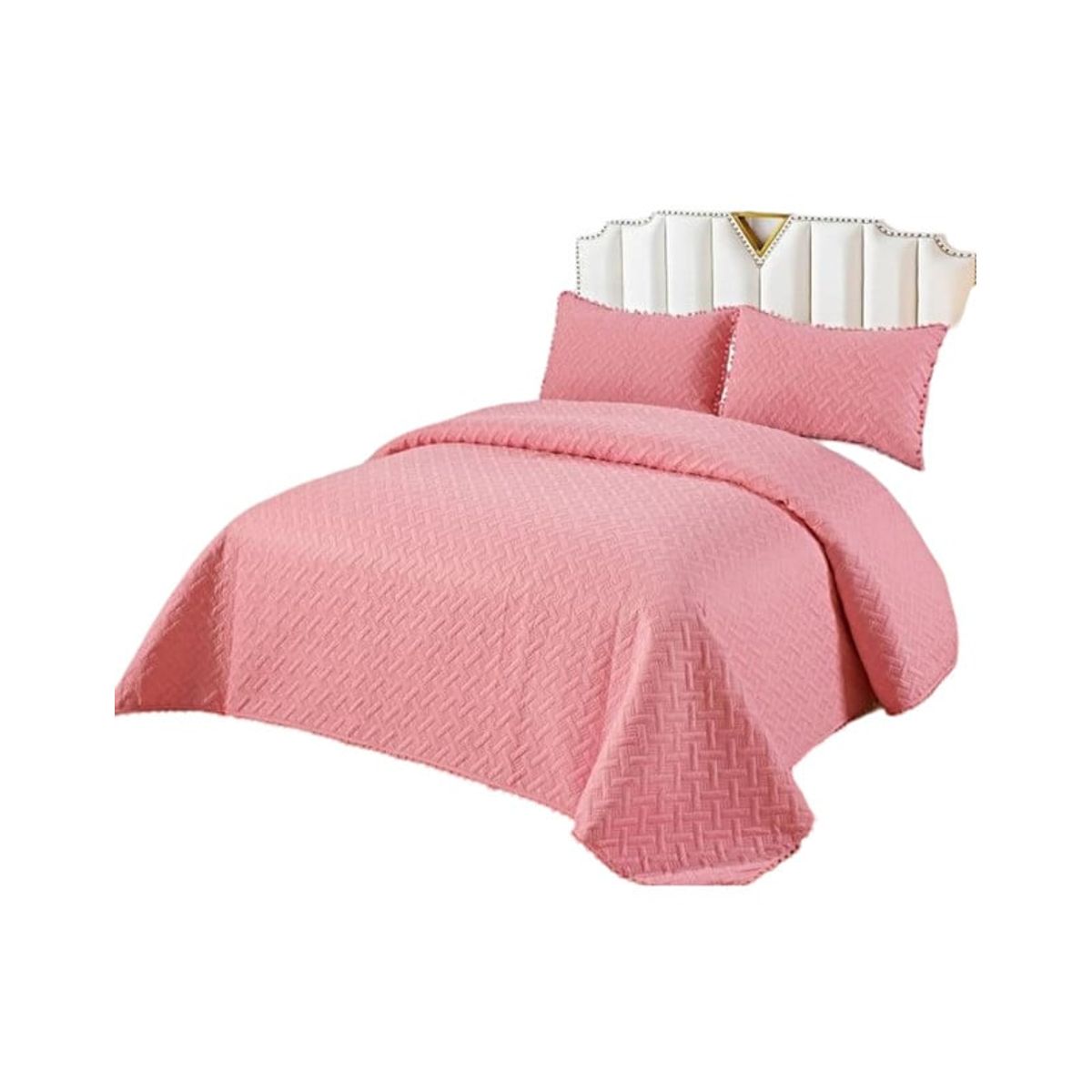 GENERICO - CUBRECAMA QUILT DE VERANO CON POMPONES  PLAZA Y MEDIA