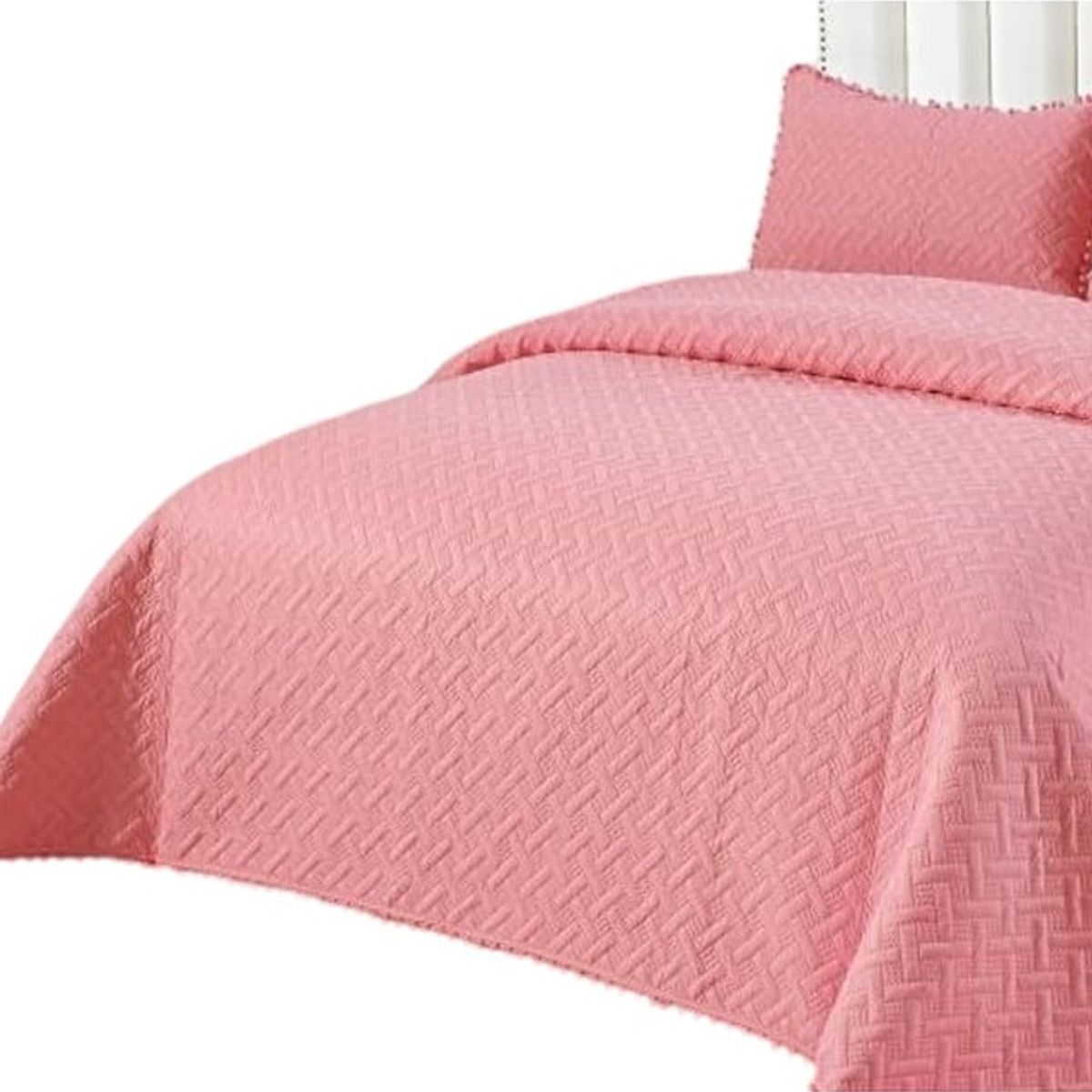 GENERICO - CUBRECAMA QUILT DE VERANO CON POMPONES  PLAZA Y MEDIA