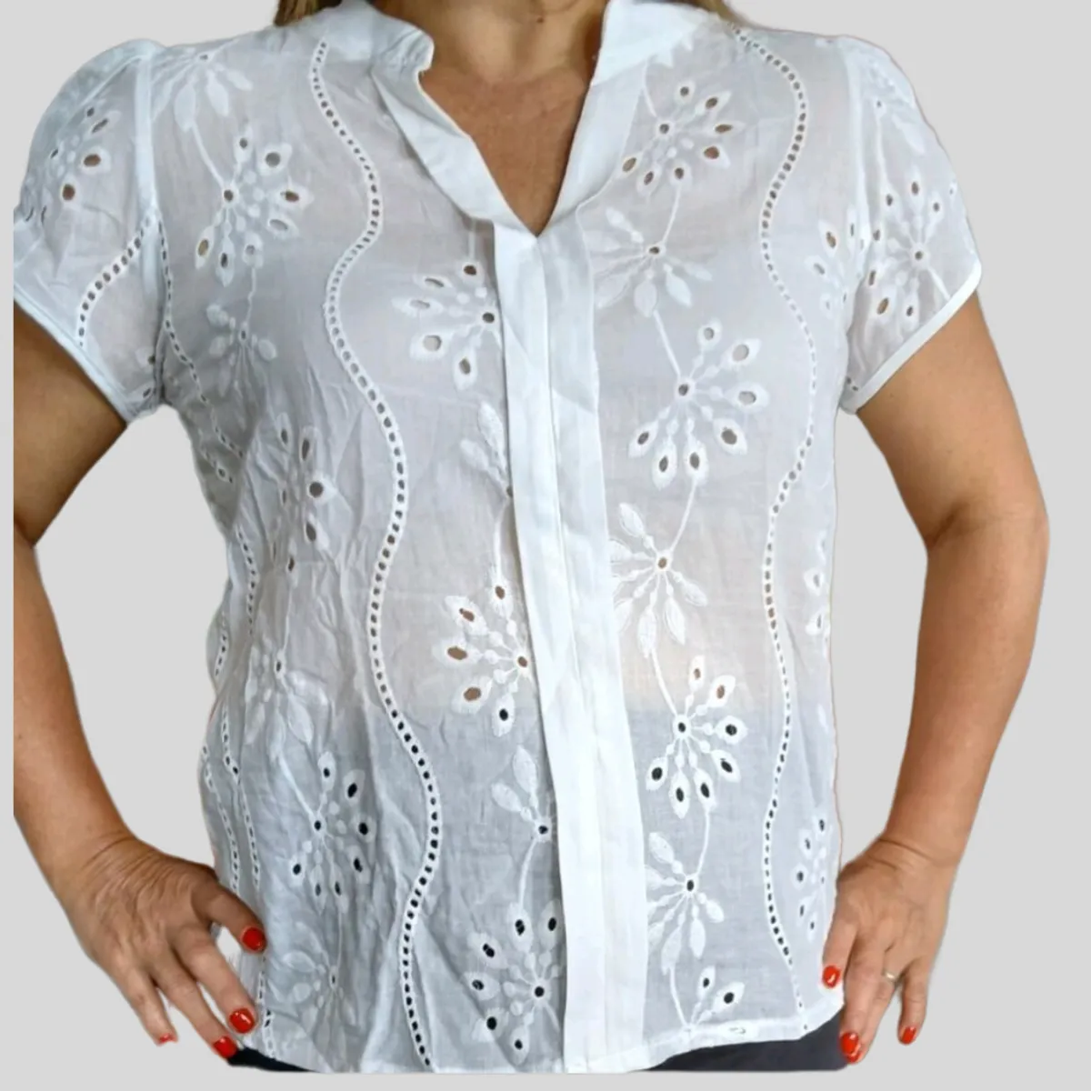 ARRAKASTA - Blusa de algodón escote en V