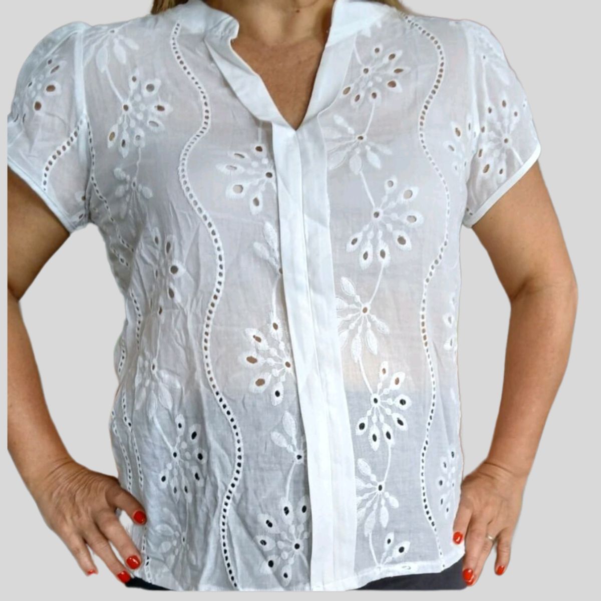 ARRAKASTA - Blusa de algodón escote en V