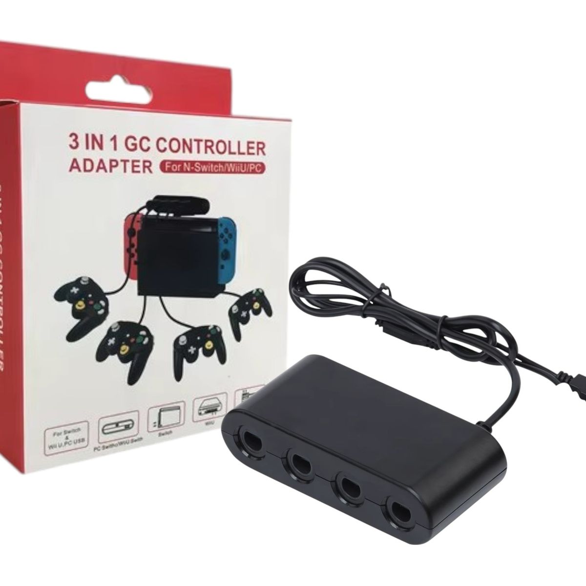 GENERICO - Adaptador Control Mando GameCube Switch Wiu PC Multijugador