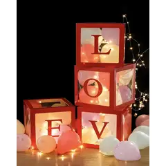 GENERICO - CAJA CON DECORACION LOVE SAN VALENTIN ROJO
