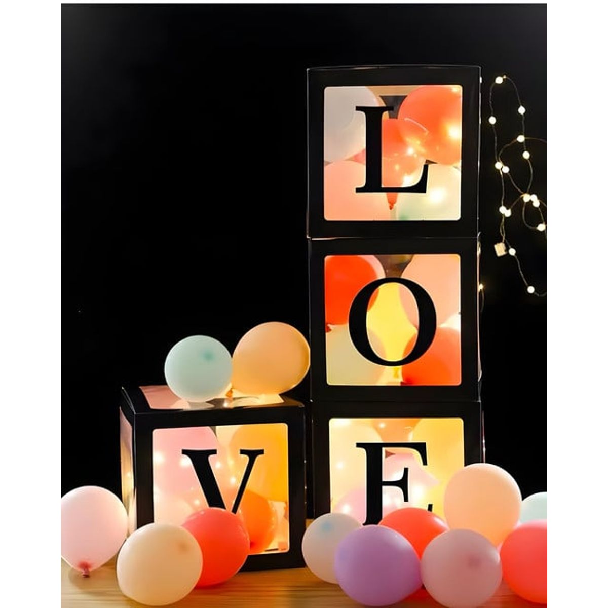 GENERICO - CAJA CON DECORACION LOVE SAN VALENTIN NEGRO