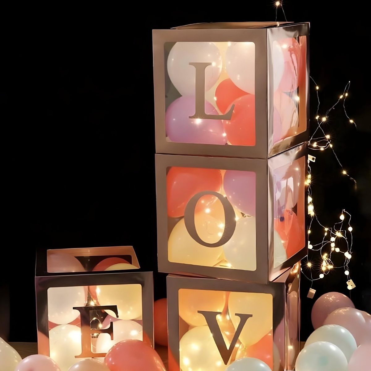 GENERICO - CAJA CON DECORACION LOVE SAN VALENTIN PLATEADO