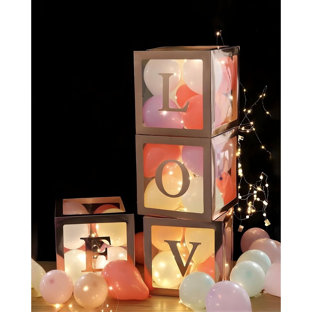 GENERICO - CAJA CON DECORACION LOVE SAN VALENTIN PLATEADO