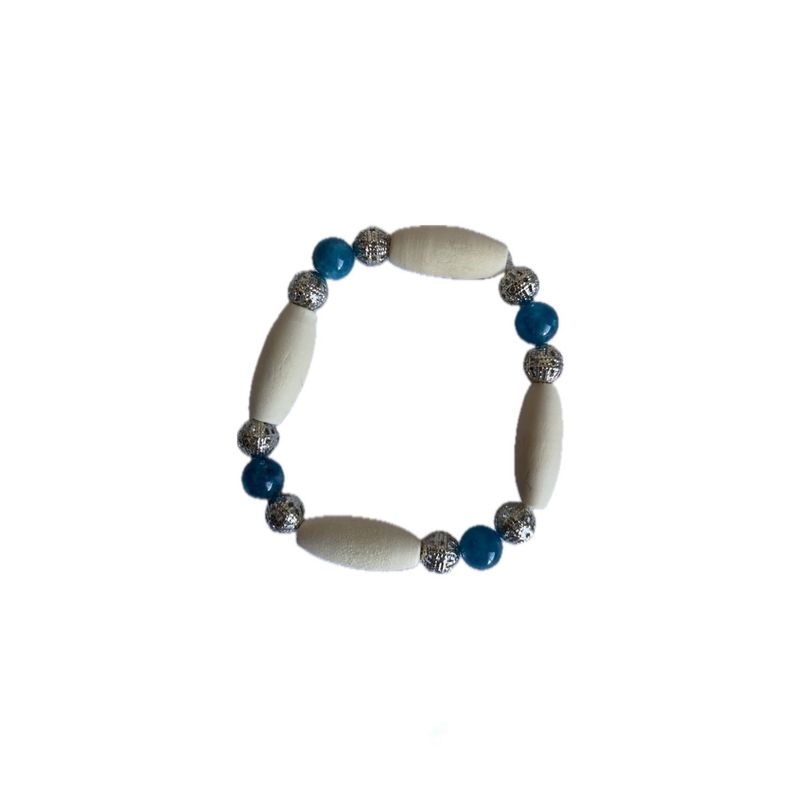 GENERICO - Pulsera cuentas de piedra apatita azul