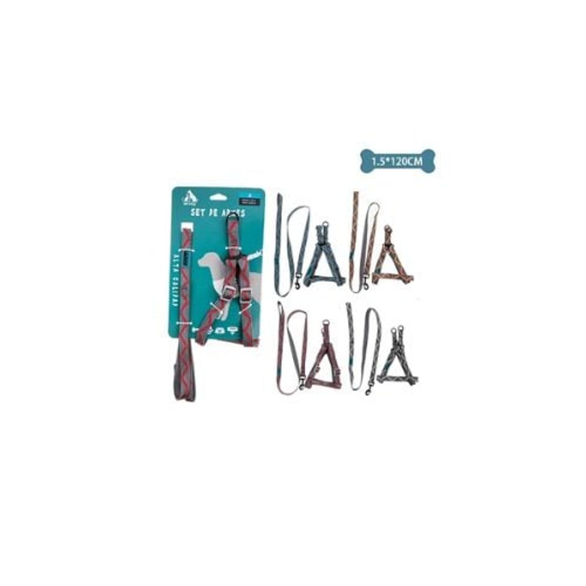 GENERICO - Set De Arnés y Correa Con Diseño De Onda 15x120cm