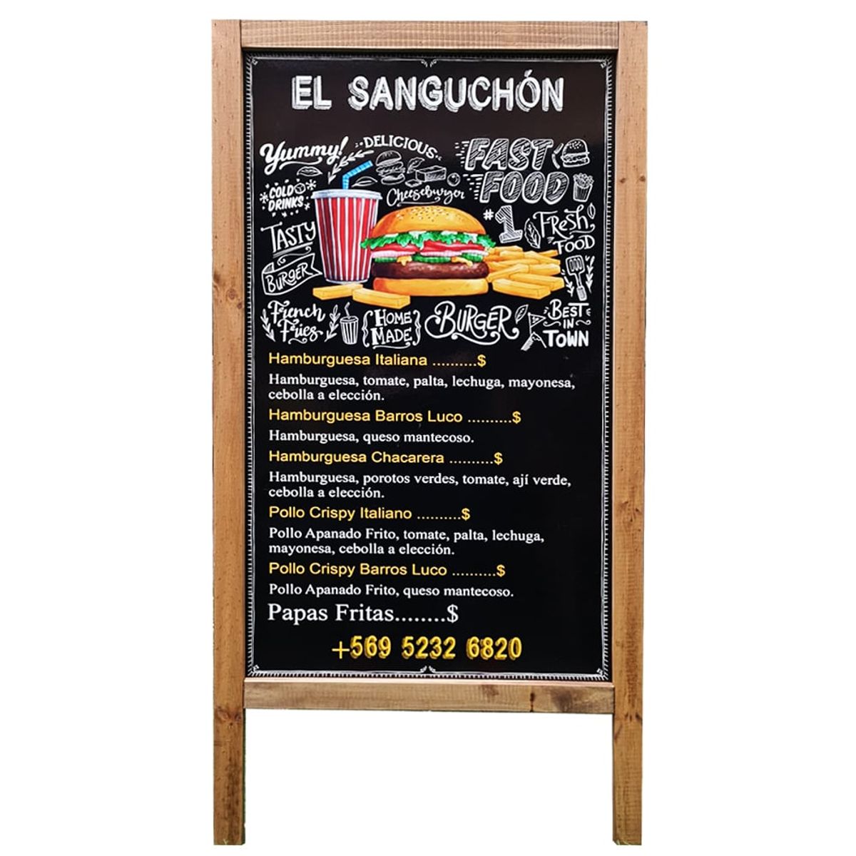 ARTE CHICO - Pizarra Negocios con Diseño Personalizable Alta 120x60 cm