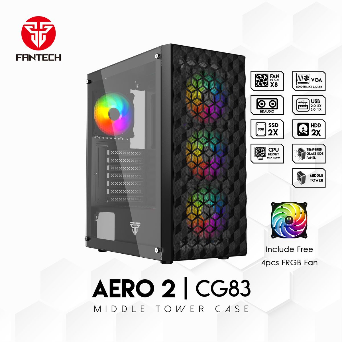 FANTECH - Gabinete FANTECH AERO CG83 Black Edition