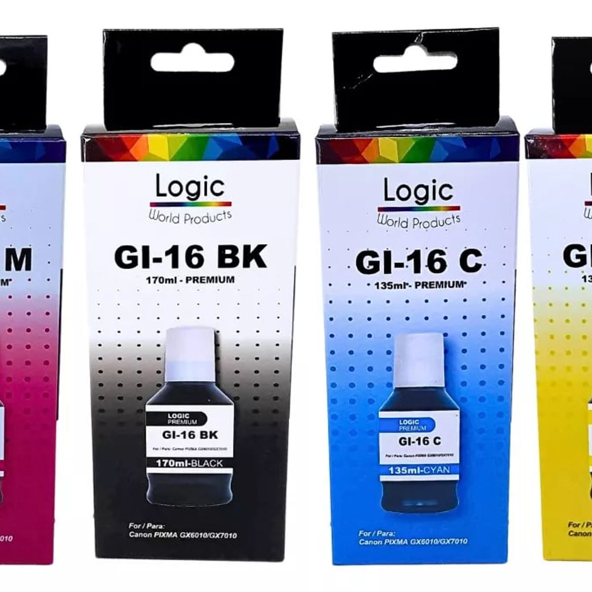 LOGIC - Pack 4 Tintas GI-16 Para Canon GX-6010 GX-7010 (4 Colores)