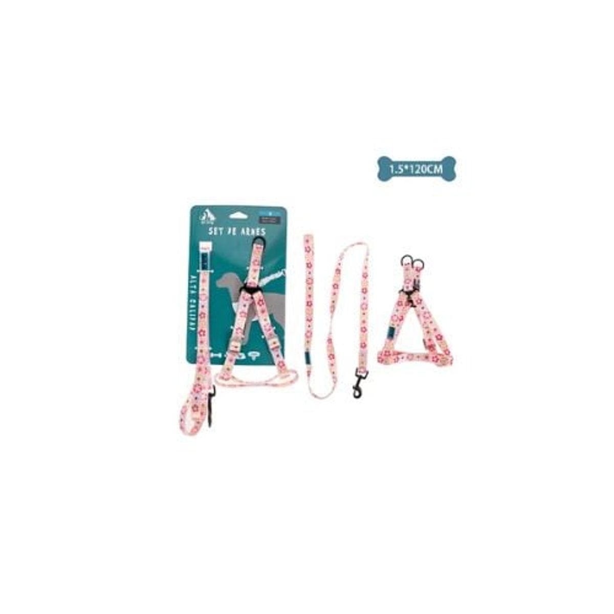 GENERICO - Set De Arnés y Correa Con Diseño De Flores 15x120cm