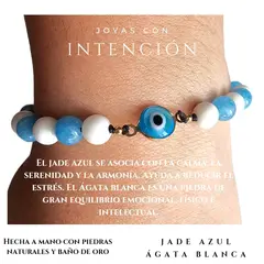 GENERICO - Pulsera Ojo de Turco con Jade Azul y Ágata