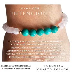 GENERICO - Pulsera con piedra Cuarzo rosado y Turquesa