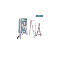 GENERICO - Set De Arnés y Correa De Nylon Rayas Morado 15x120cm