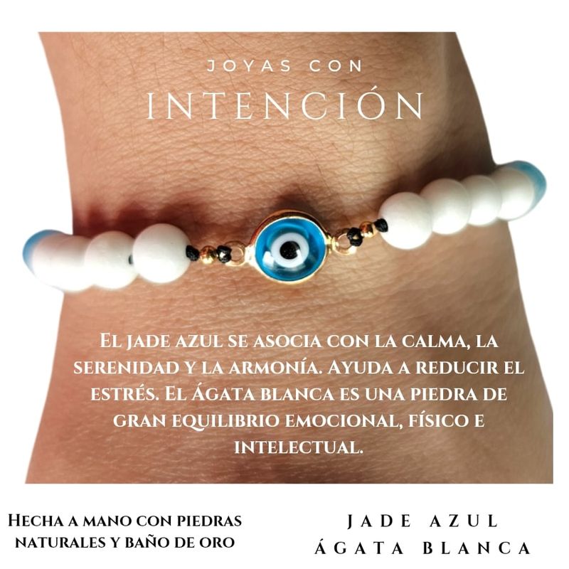 GENERICO - Pulsera Ojo de Turco con Jade Azul y Ágata