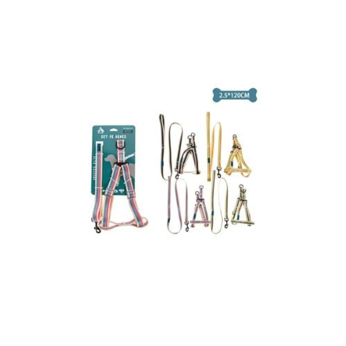 GENERICO - Set De Arnés y Correa Doble Reflectante 25x120cm