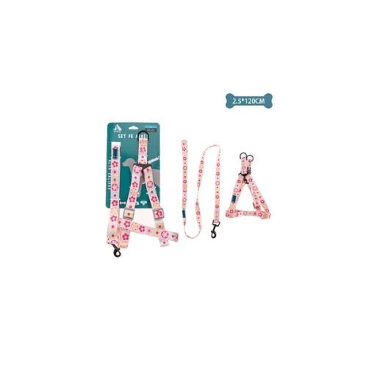 GENERICO - Set De Arnés y Correa Con Diseño De Flores 25x120cm