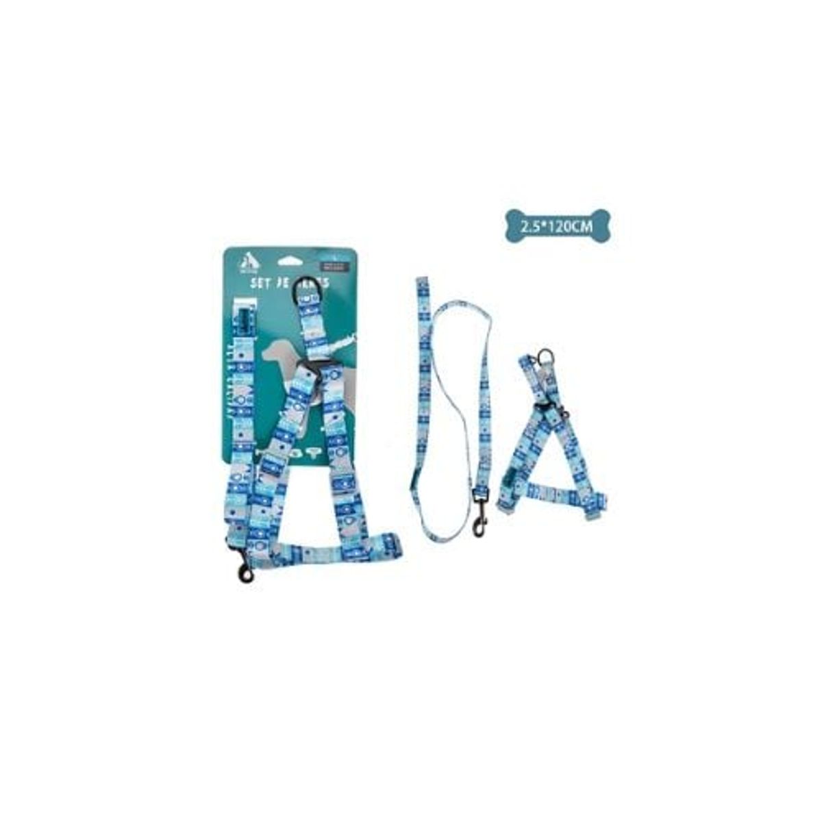 GENERICO - Set De Arnés y Correa Azul 25x120cm