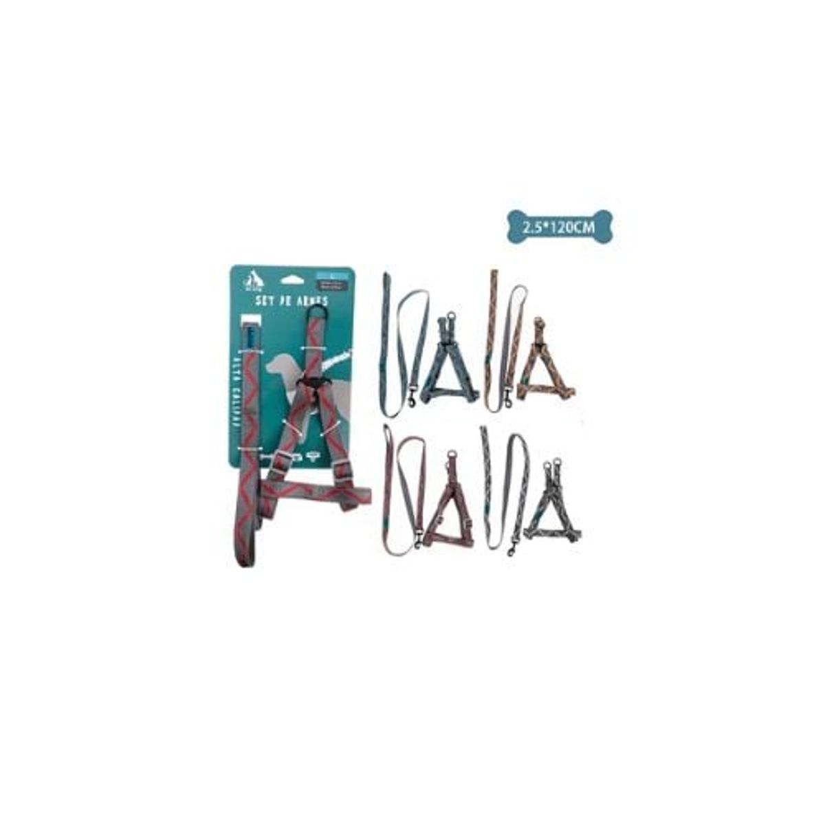 GENERICO - Set De Arnés y Correa Con Diseño De Onda 25x120cm