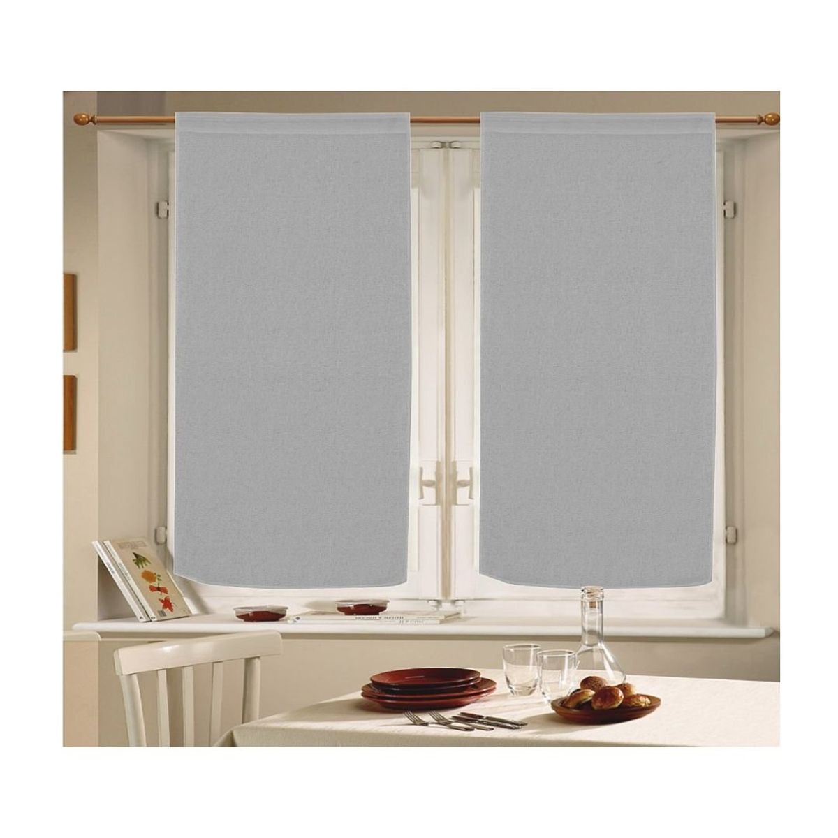 GENERICO - Cortina de Cocina de Hilo 150 x 70 cm - Gris