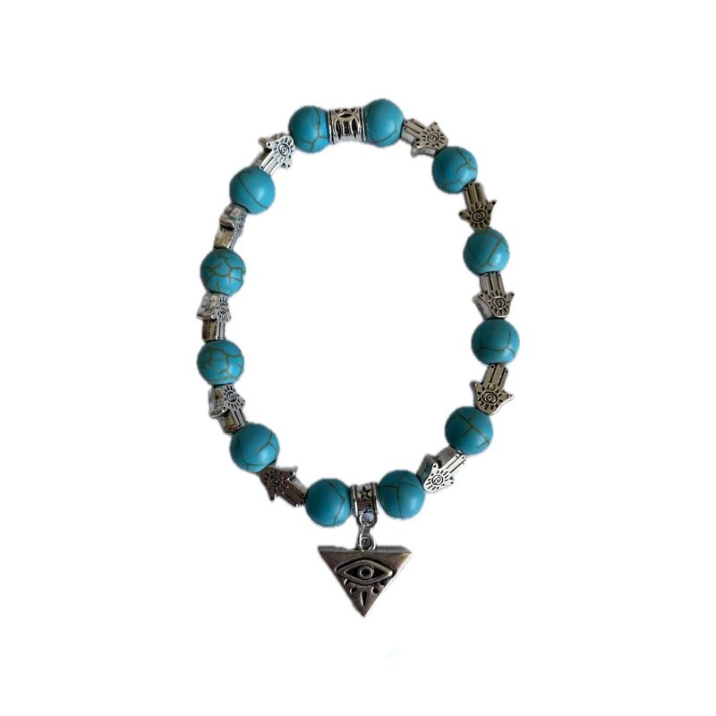 GENERICO - Pulsera cuentas de piedra hamsa 8mm