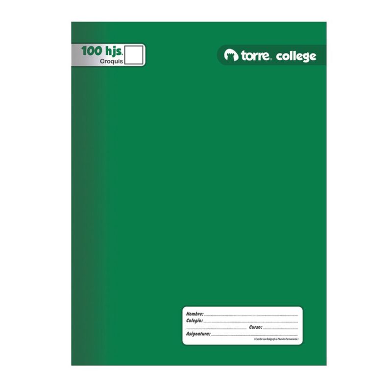 TORRE - Cuaderno College Torre Croquis 100 Hojas