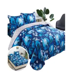 GENERICO - CUBRECAMA QUILT 5 PIEZAS CON JUEGO DE SÁBANAS