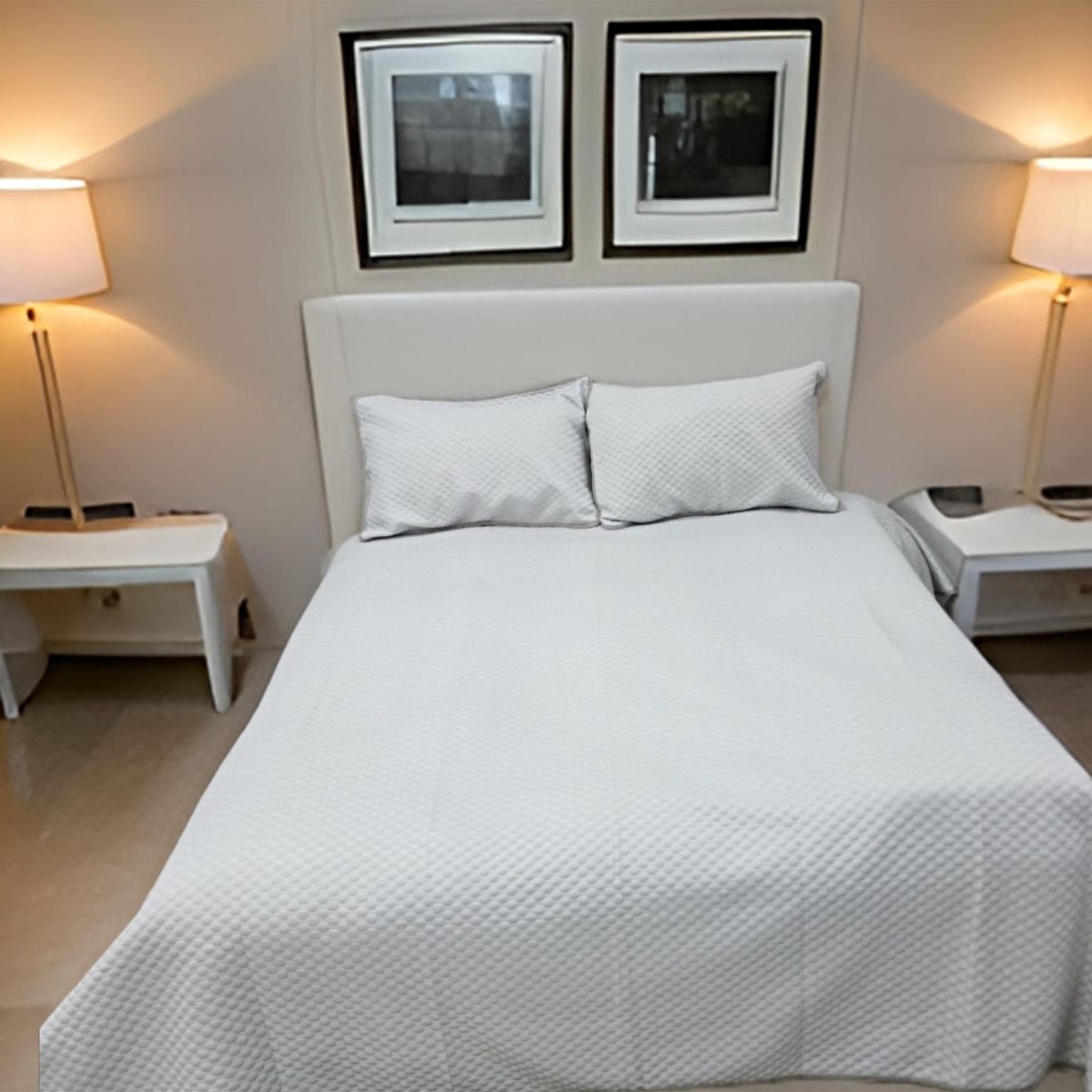 GENERICO - CUBRECAMA DE VERANO DE ALGONDON 2 PLAZAS BEIGE