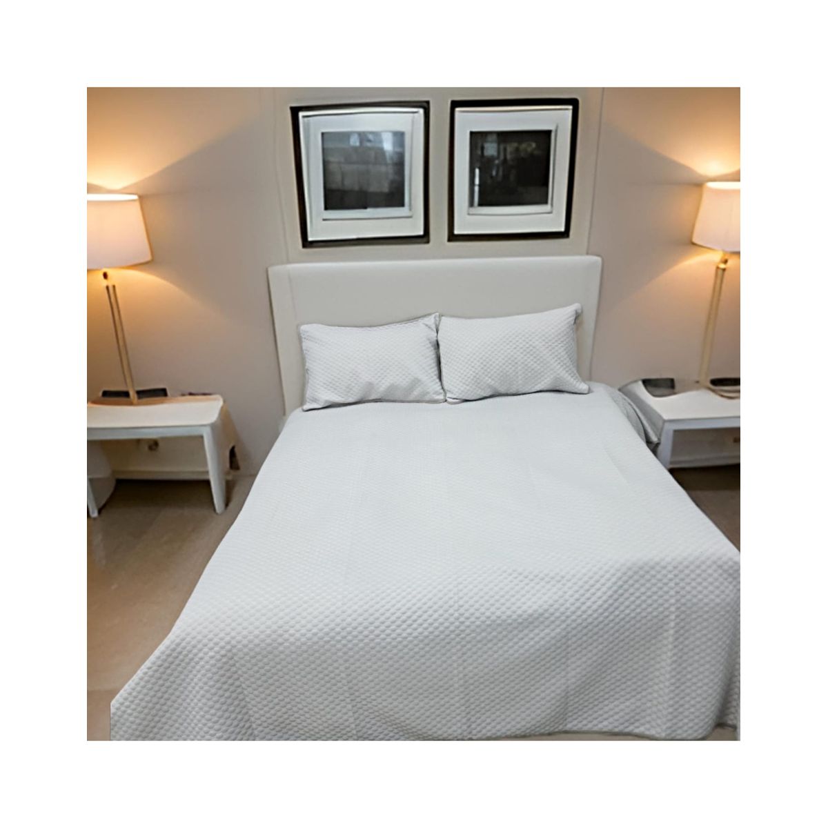 GENERICO - CUBRECAMA DE VERANO DE ALGONDON 2 PLAZAS BEIGE