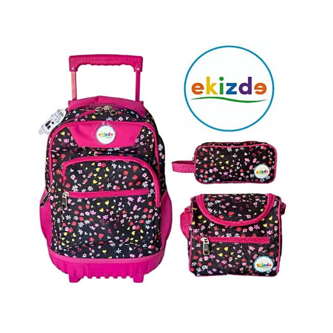 GENERICO - PACK MOCHILA ESCOLAR  3 PCSZ  EQUIZDE FLOWERS