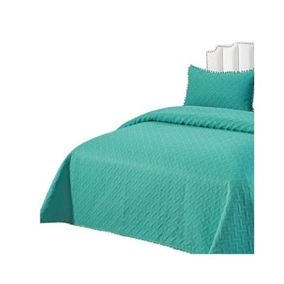 Imagen 2 del producto CUBRECAMA QUILT DE VERANO CON POMPONES 2 PLAZAS UNICOLOR