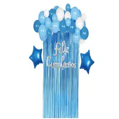 GENERICO - SET DE DECORACION PARA CUMPLEAÑOS AZUL 35 PIEZAS